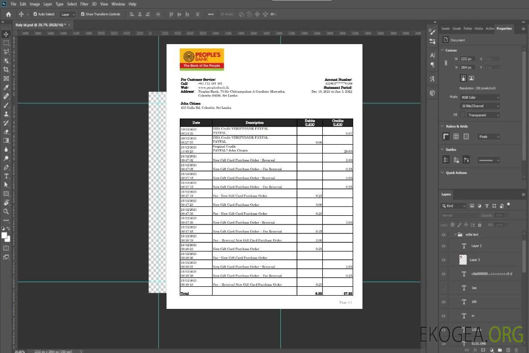 Relevé de la Banque populaire du Sri Lanka xls template